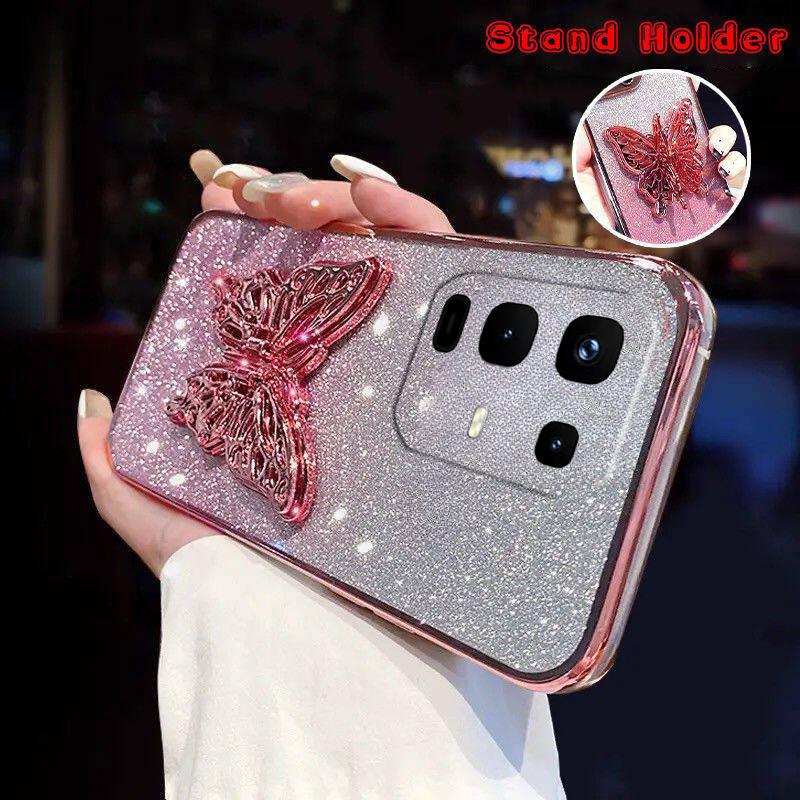 For infinix Note 50S 50X Case with Cute Butterfly Stand Luxury Slim Gradient Clear Plating Glitter Girls for infinix Note 50X 50S Back Cover