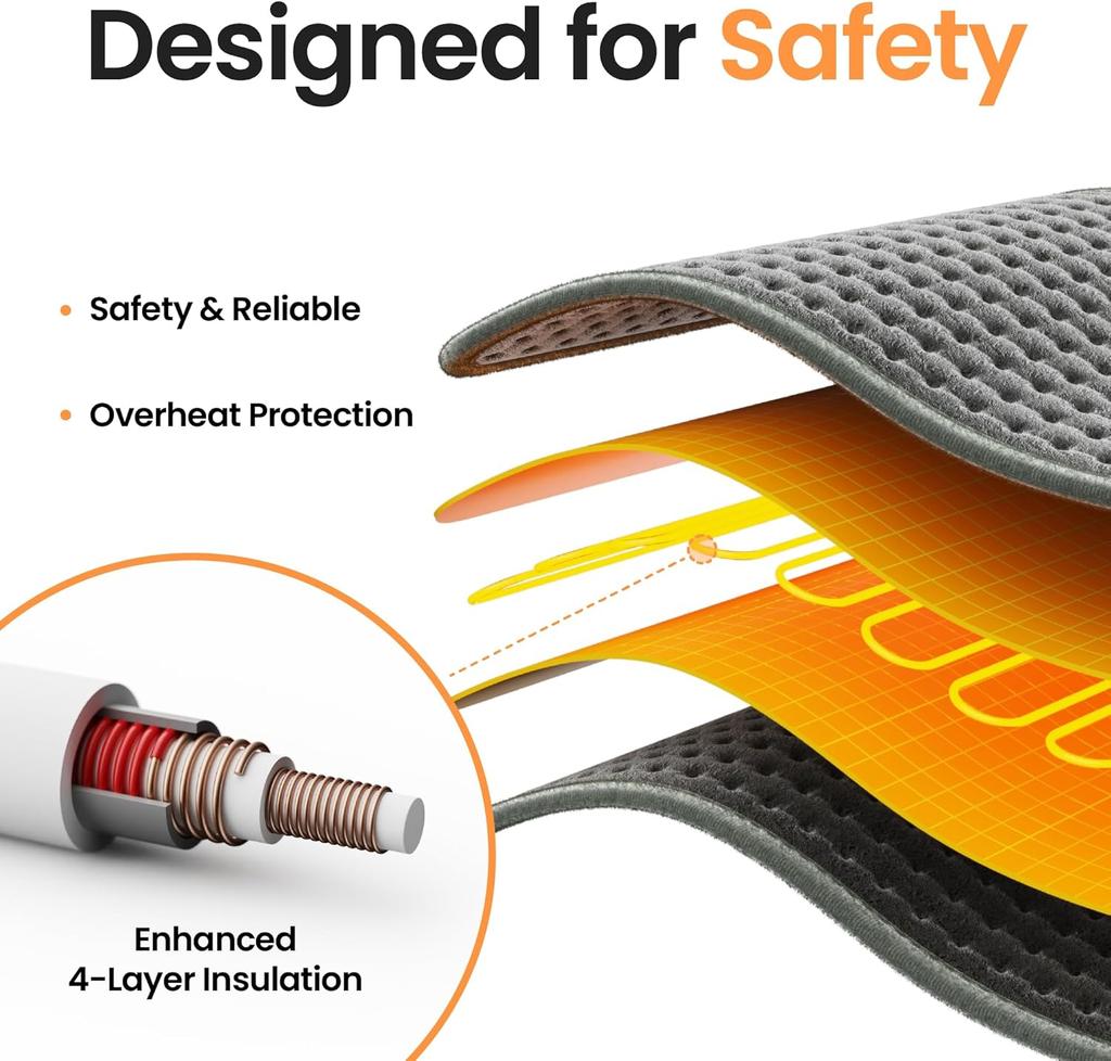 Heating Pad for Back, Neck, Shoulders & Period Cramps, 9 Heat Settings, Auto Shut-Off, Rapid Heating, 12''24'', Velvet-like Fabric