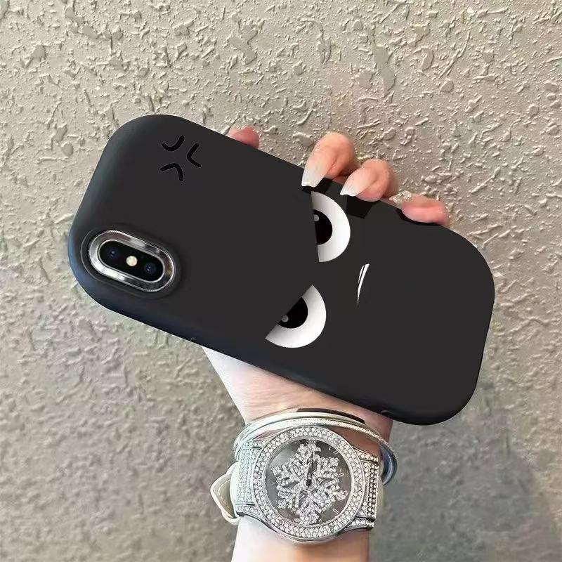 Angry Expression Phone Case for iPhone 12-16ProMax, Japanese Korean Style