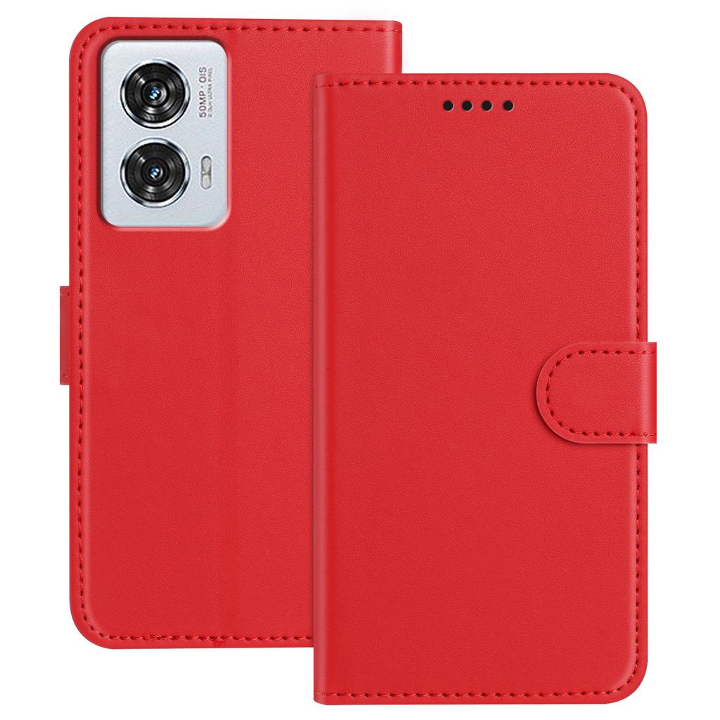 For Motorola Moto G85 5G/Motorola Edge 50 Fusion 5G Leather Case Wallet Stand Solid Color Anti Drop Phone Cover