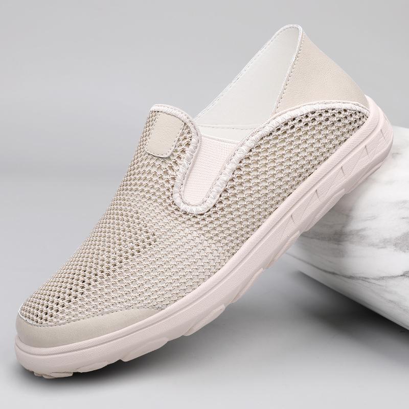 Summer Hollow Out Loafers Men Casual Shoes Breathable Mesh Man Moccasins Men's Sneakers Slip On Flats Large Size Driving Shoes