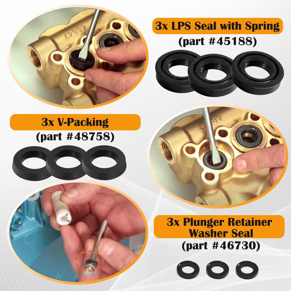 34262 Seal Kit for Cat Pump 66DX 6DX Pressure Washer Pump, for Model 6DX35G1I 6DX40G1I 66DX30G1I 66DX35G1I 66DX40G1I