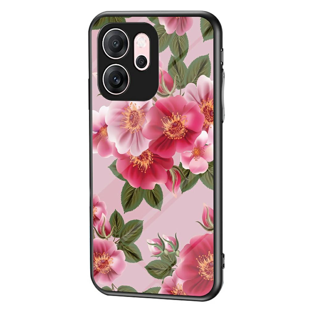 For Oppo Reno14 F 5G Case Floral Pattern TPU+Tempered Glass Protective Phone Cover
