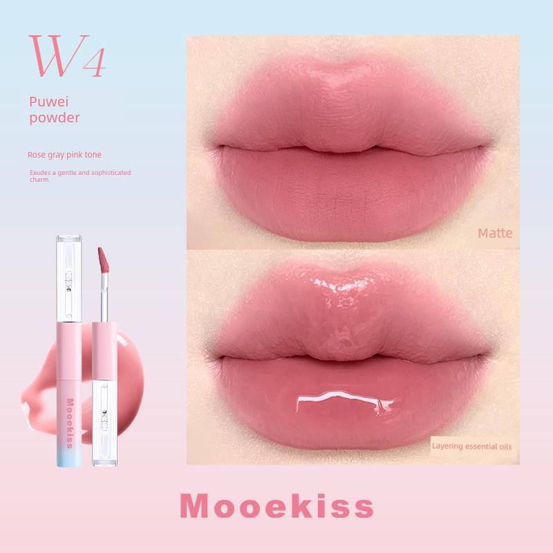 Mooekiss Double-Ended Lip Glaze Lip Mud Lip Gloss Moisturizing Lip Gloss Lip Glaze Whitening Lipstick Matte Finish