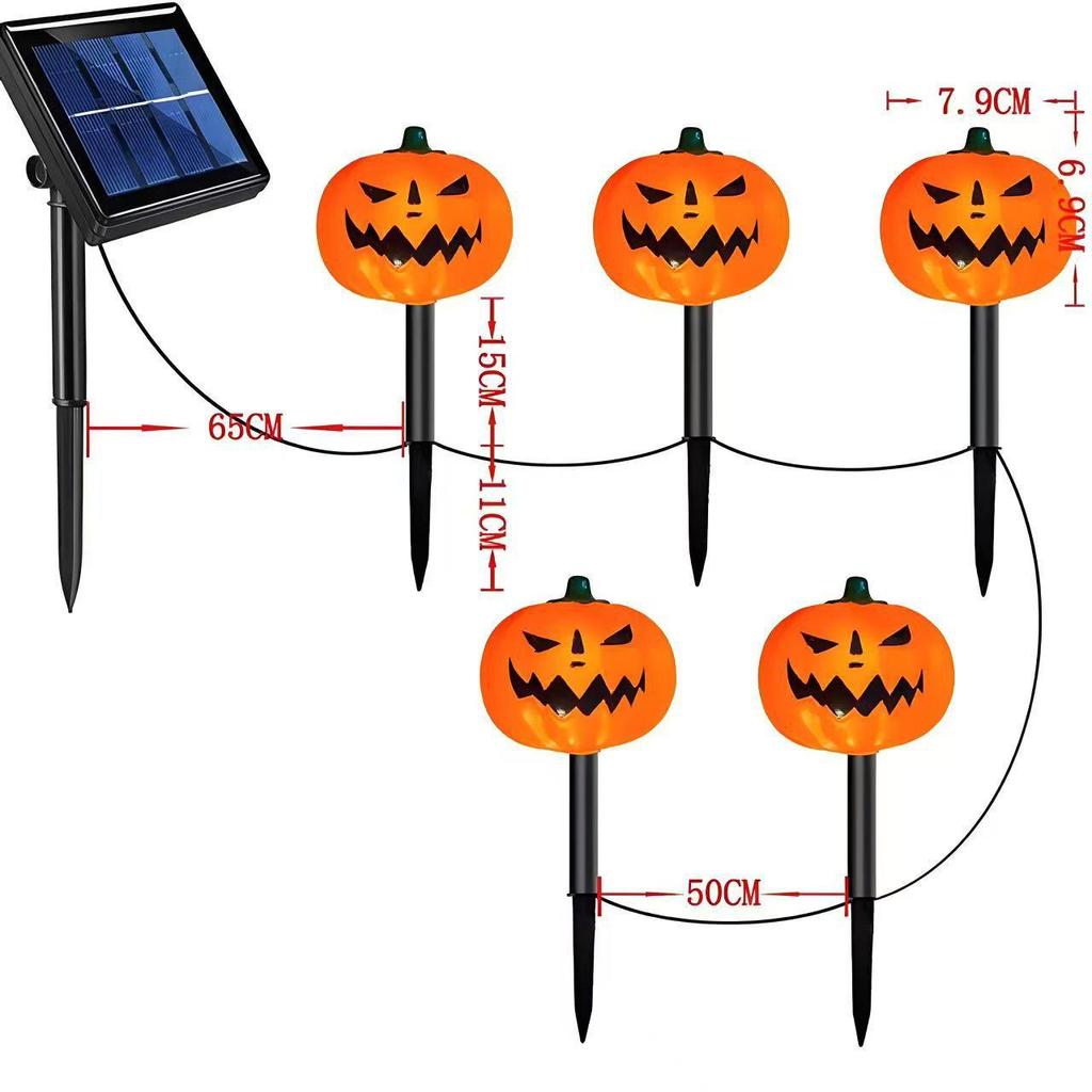 Solar-Powered Halloween Pumpkin Skeleton Ground Lights - Waterproof Outdoor Garden Decor