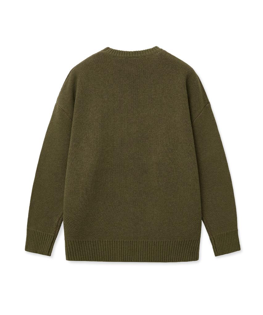 STANDARDERROR 87-Stan191 Art Lettering Oversized Jacquard Knit Khaki