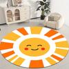 Happy Sun Face Design Flannel-printed round floor mats are slip-resistant Suitable living room bedroom terrace garden carpets