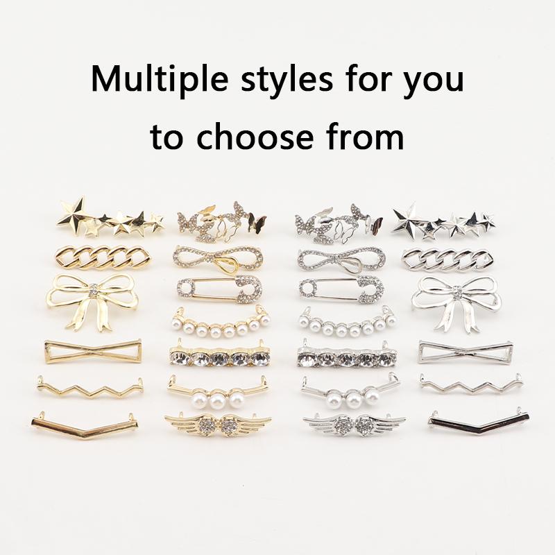 Fashion Metal Shoe Charms Luxury Diamond Pearl Sneaker Charms Gold Silver Shoe decoration DIY Shoelaces Buckles Shoes Accesories