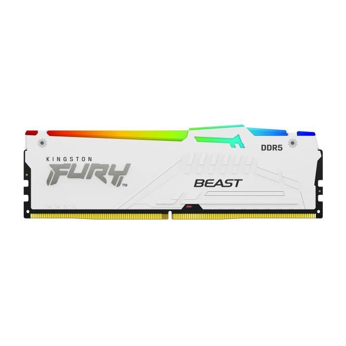 Mémoire RAM - KINGSTON - FURY Beast - 16Go - DDR5 - 6800MT/s - CL34 - RGB Blanc
