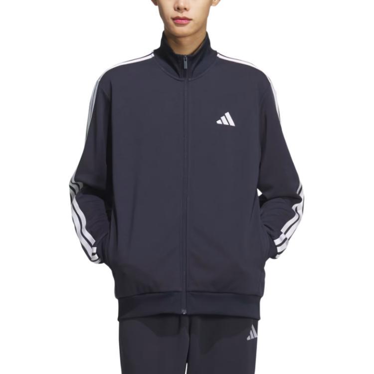 Adidas 3S Logo Embroidered Striped Long Sleeve Jacket Men jackets KR6430
