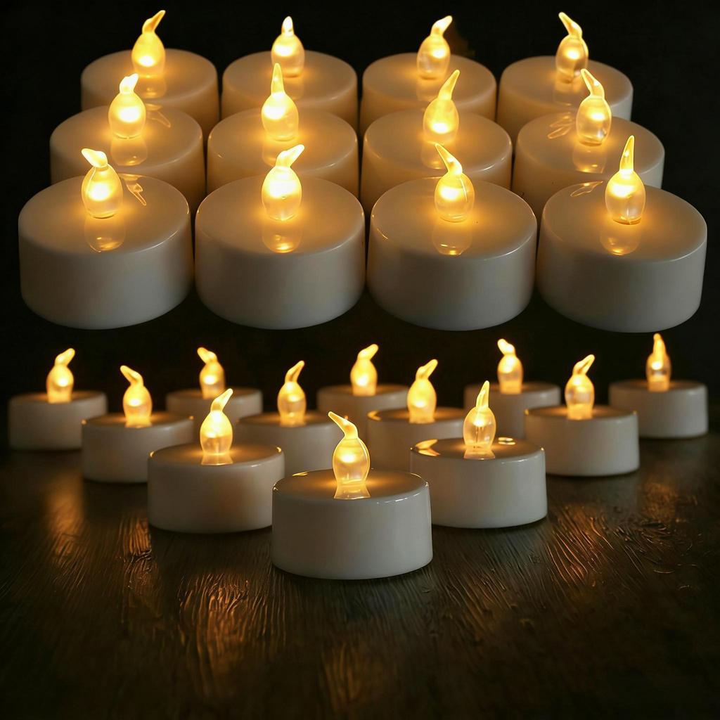 Candles 12/24 Pack Warm Yellow Flameless LED Tea Lights Battery Operated 200+Hours For Aniversary Wedding Home Table Decoration