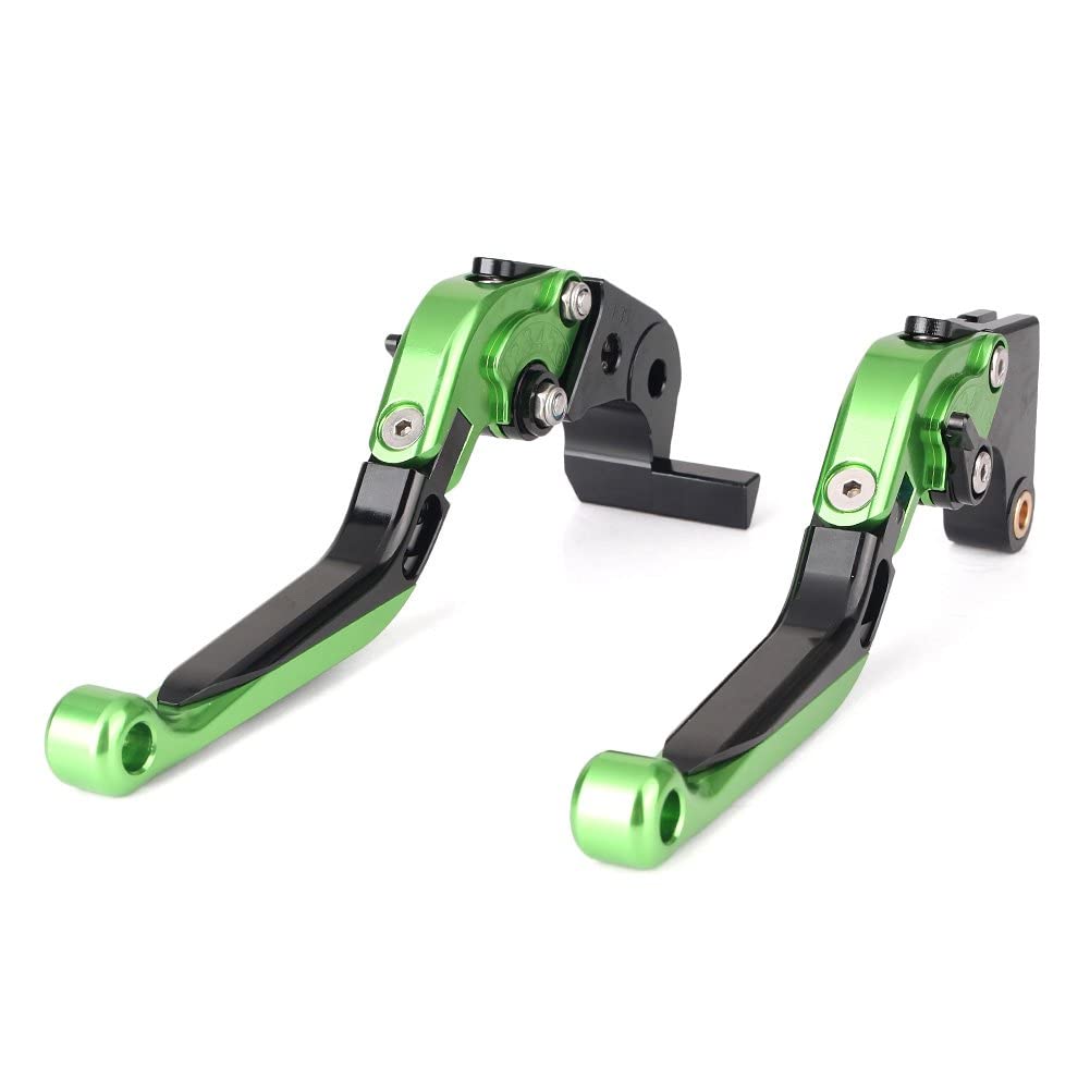 AL-mart Collapsible Telescopic 6 Stage Adjustable Brake Clutch Lever Set Kawasaki Versis X 300 / 250 2017-2019 (Green)