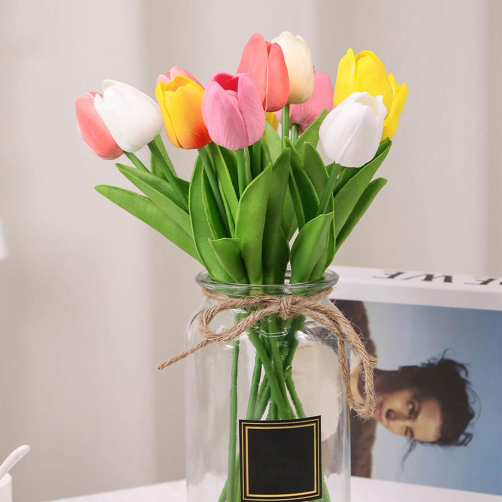 10pcs Artificial Tulips Simulation Tulip Holiday Present Accessory for Indoor Outdoor Garden Yard Present Supply