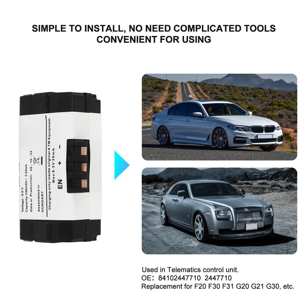 Car Battery 330mah 84102447710 2447710 Portable TCB Emergency Battery Replacement for F20 F30 F31 G20 G21 G30 Car
