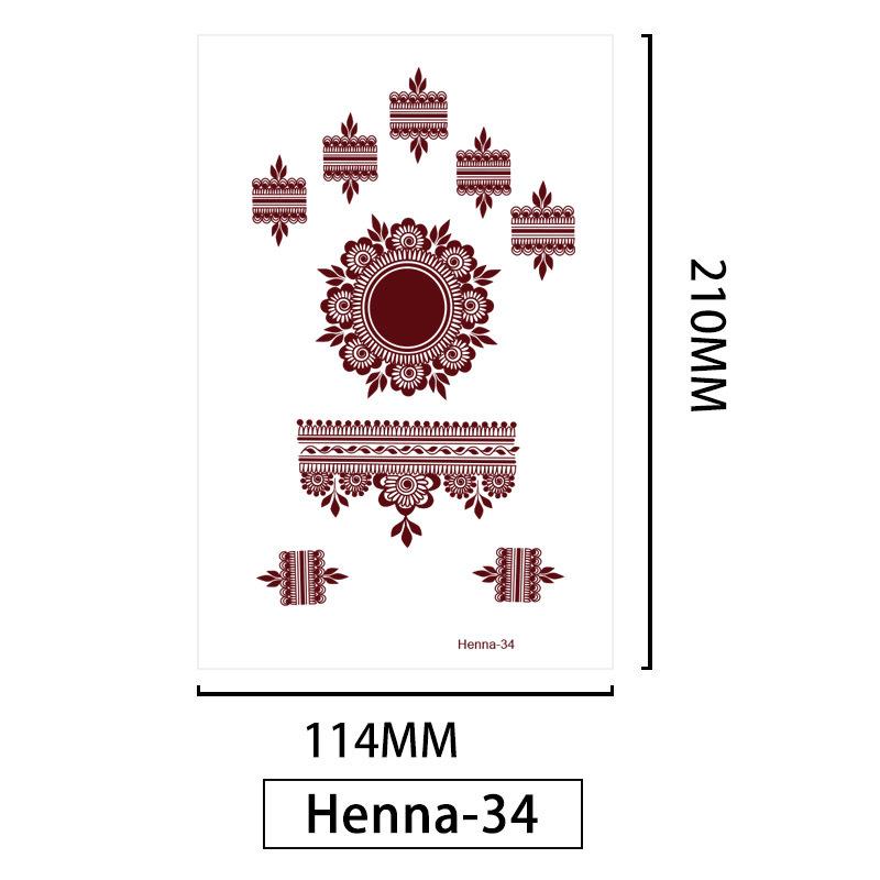 Lace Brown Waterproof Henna Flower Tattoo Stickers for Hands