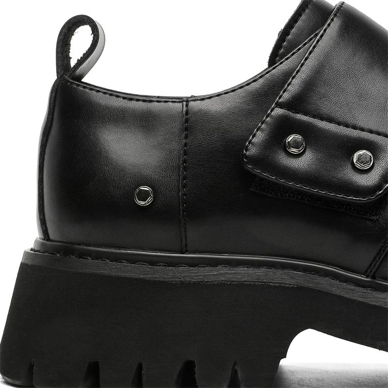 Fysisk fotografering Nischmärke Punk Street Style Hombre Vardagsklänning Svart Höjdökande Skor Läder För Herrtofflor