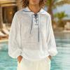 INCERUN Oversized Men Long Sleeve Hollow Bandage See Through Webbing Loose T-shirts Tops
