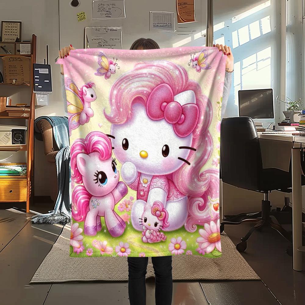 Cute Hello Kitty Pony Blanket Camping Trip Soft And Comfortable Machine Washable Outdoor Plush Blanket Air Conditioning Blanket