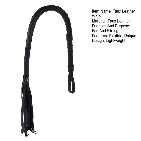 BDSM Long Whip with Fringe SM Discipline Toy for Sensation Play Roleplay Ergonomic Handle Discreet Adult Sex Tool for Couples' Exploration