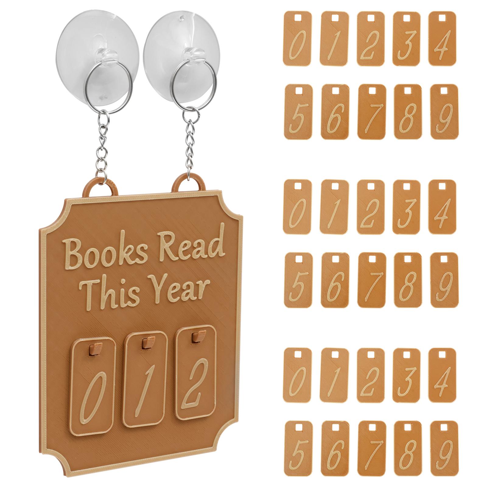 

Books Read This Year Counter Sign Hanging Bookshelf Decor Plastic Bookish Enduring Counters for Library Home Book Lovers коричневый