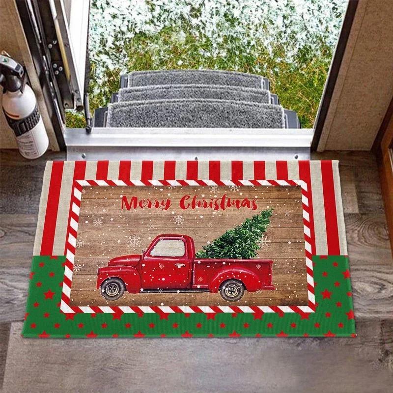 Christmas Room Floor Decoration Carpet Kitchen Mat House Entrance Doormat Home Bathroom Hallway Non-Slip Foot Rug Bedroom Living