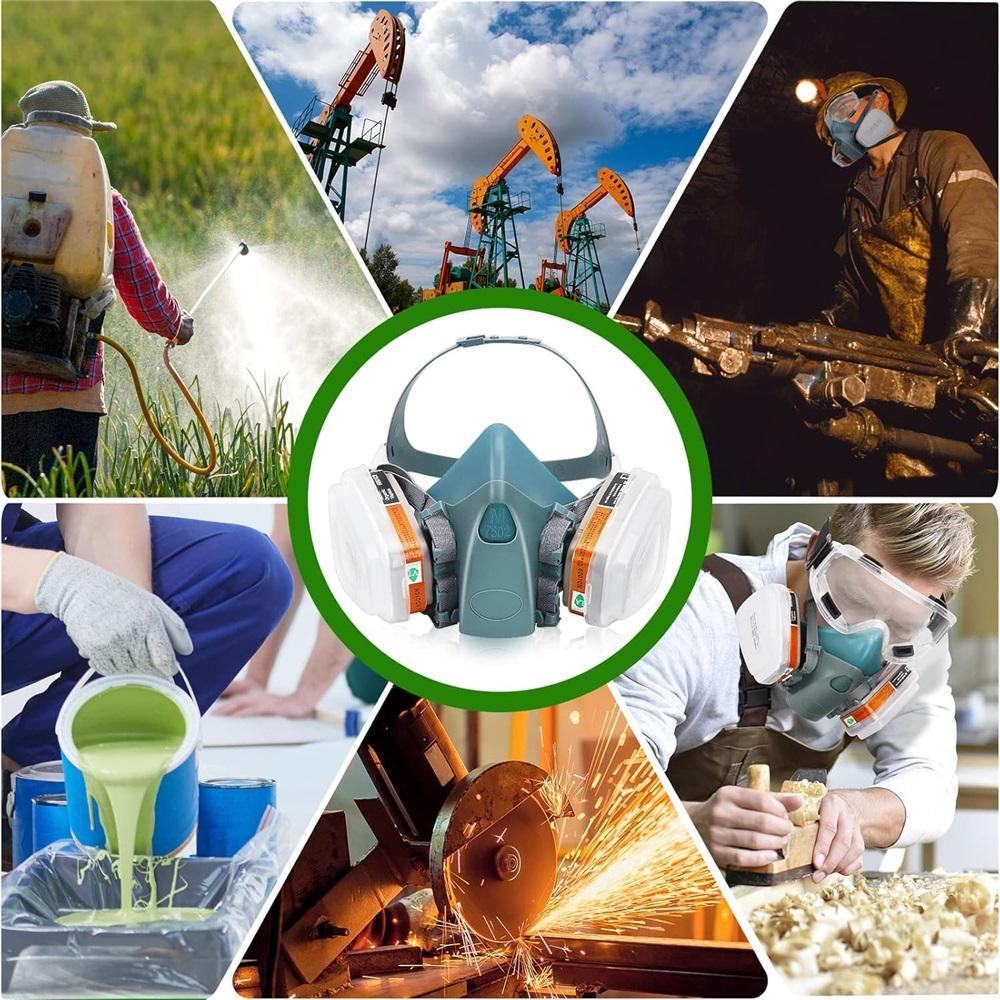 Reusable Chemical Respirator, Paint Respirator With Filter Cartridge, Widely Used For Paint, Dust, Chemicals, Epoxy Paint, Woodworking