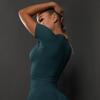 Women's Summer Seamless Ruched T-Shirt Yoga Suit - High Elastic Short Sleeve for Running and Fitness