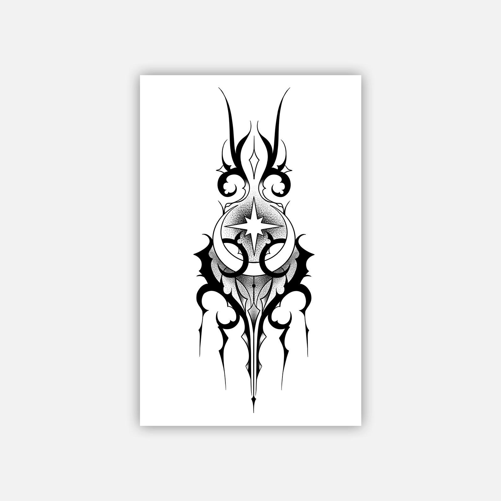 Advanced Sense Of Dark Personality Domineering Moon Thorns Hand Totem Tattoo Sticker 12*19