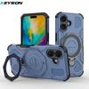 KEYSION Shockproof Magnetic Case for iPhone 16 Pro Max Upright Live Metal Ring Stand Phone Cover for iPhone 15 Pro Max