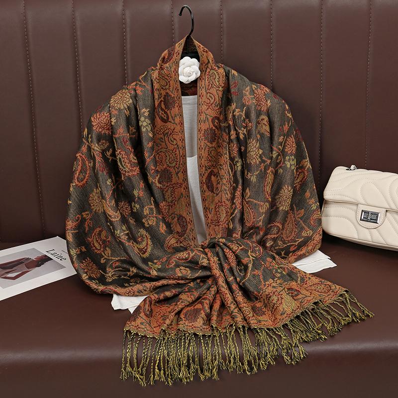 Foulard Paisley Imprime Design Hijabs Pour Femme Cachemire Pashmina Chale Dame Enveloppement Chaud Hiver Foulards Femme