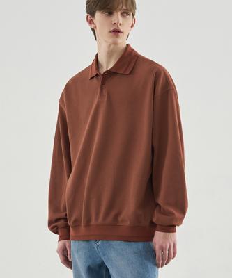 DRAW FIT Oversized Balloon Pique Sweatshirt [Brick]
