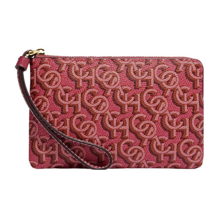 

Coach Corner Zip 16 Classic Monogram Zip Closure Canvas And Leather Wristlet Women Wristlet Crimson CF548-IMROU Basic Set (Bag+Dust Bag)