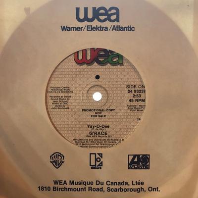 7inch Record GRACE  JayODee 2493237PROMO WEA 1984 Canada Rock Used