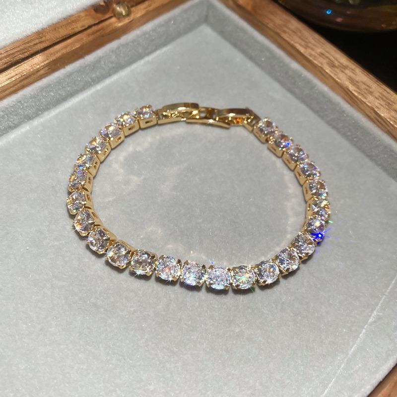 Super flash zircon geometric square buckle bracelet fashionable simple and versatile temperament bracelet light luxury high-end jewelry women