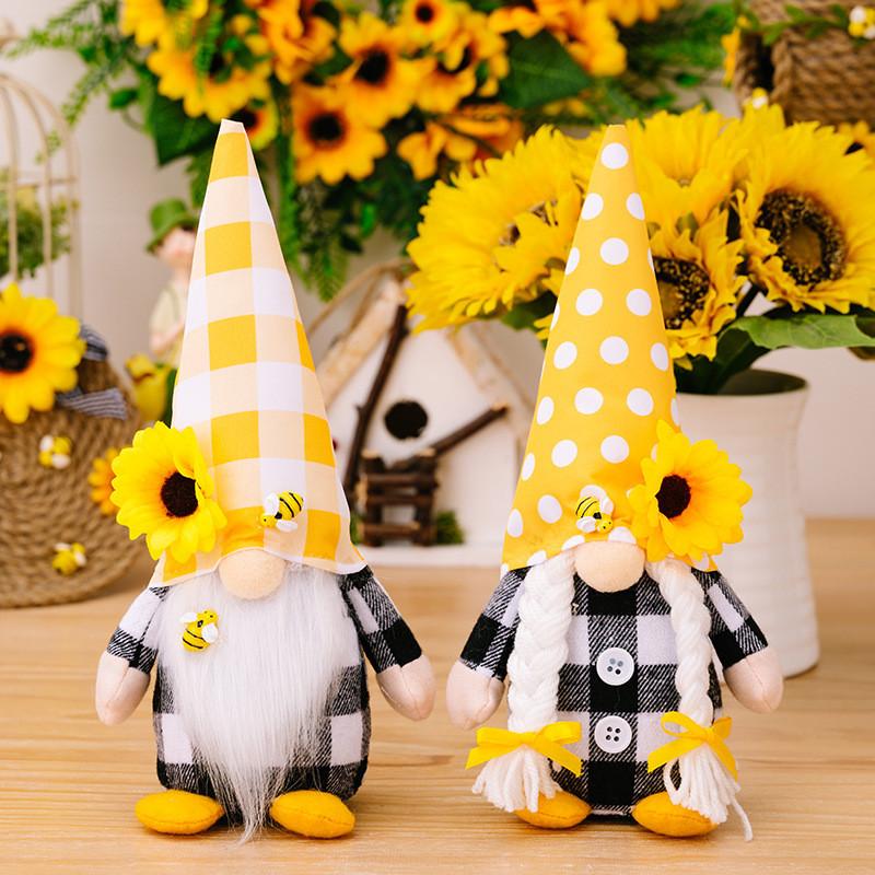 Plush Bee Lively No Face Elder Gnome Doll Decorative Plush Toy For Cheerful Ambiance