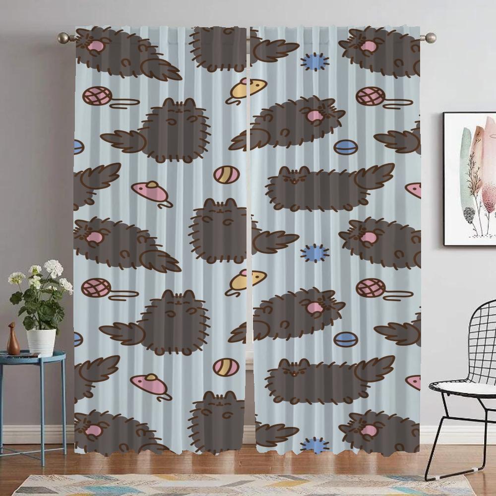 Kitchen Curtains for Camera Pusheens Tulle for Bedroom Blackout Curtain Modern Living Room Curtains 2 Pieces Partition Shades