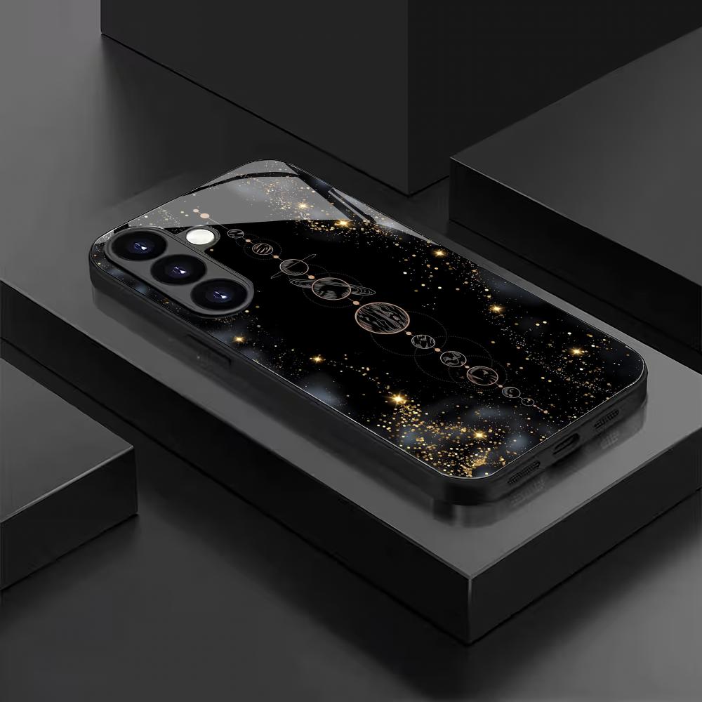 Nachtelijke Sterrenhemel Gehard Glas Telefoonhoes Geschikt voor Samsung Galaxy S26 S25 S24 S23 S22 S20FE/Ultra/Plus Anti-Val Achterkant