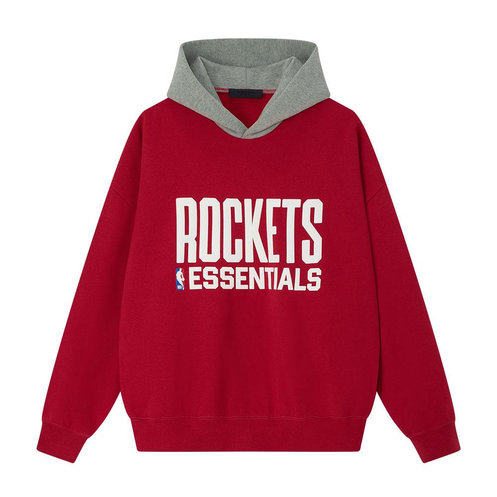 Fear Of God Essentials Коллаборация с NBA Осень/Зима 2025 Хьюстон Рокетс Спортивная посадка Худи Мужское худи 192NB256418F 2XL