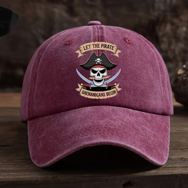 

Винтажная Бейсболка с Пиратским Принтом, Регулируемая, Хаки, Внешний Козырек от Солнца с Вышивкой Пирата, Стильная Мужская One Size