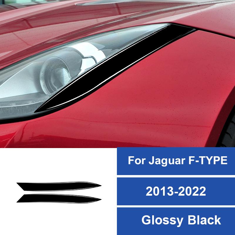 2PCS Real Carbon Fiber Car Front Head Lamp Eyebrow Decoration Sticker For Jaguar F-Type 2013-2022 Car Exterior Accessories