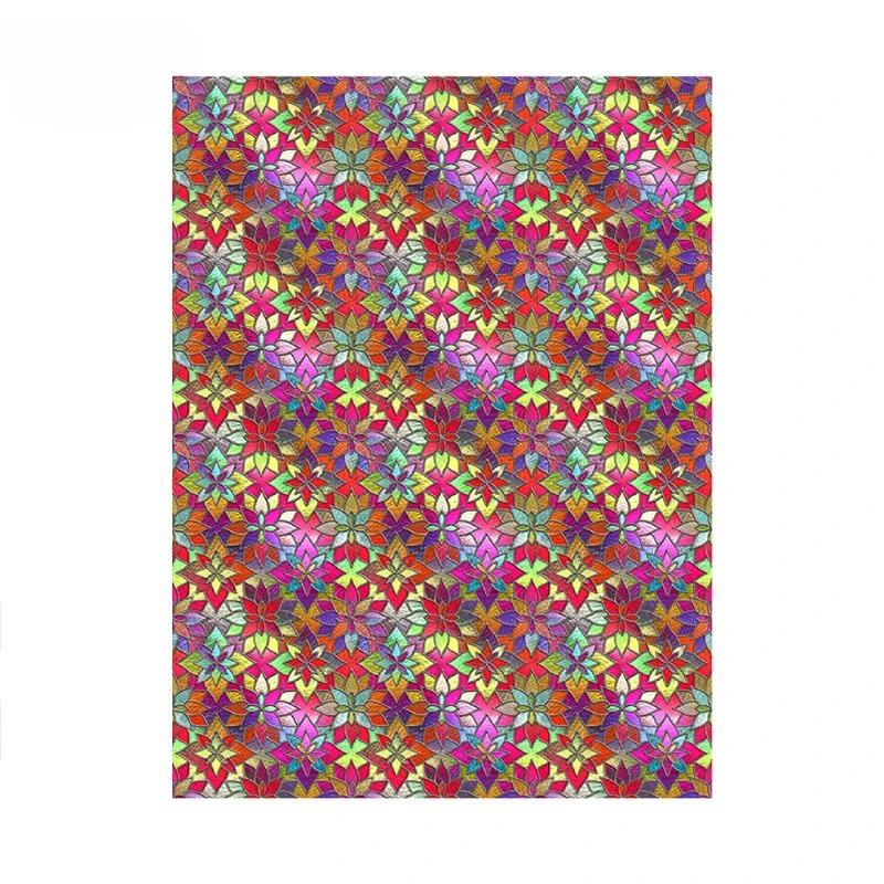 Translucent Self-Adhesive Stained Window Sticker Retro Geometric Pattern Glass Film Home Bathroom Decor Art Privacy Film