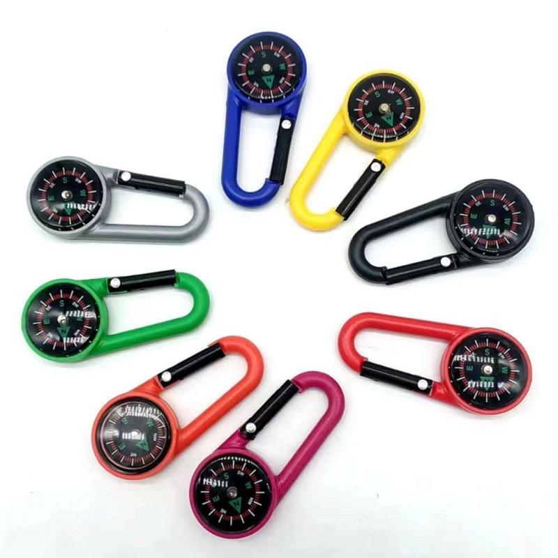 6Pcs Compasses Carabiner Hook ABS Compasses Keychain For Kid Adult Outdoor Hiking Mountaineering Camping Gear Accessory