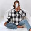 Plus Size Casual Sweatshirts Women's Plaid Print Long Sleeve Henley Hooded T-Shirt