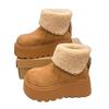 Winter velvet thick-soled snow boots women's new retro thickened warm casual cotton shoes muffin short boots tide