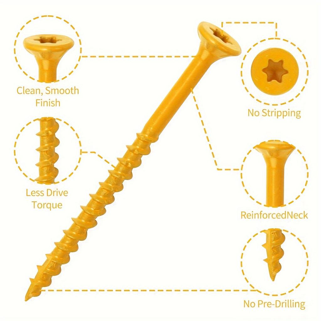 100/120/200Pcs Star Flat Head Rust Resistant Wood Fasteners Repair Tools Coarse Thread Deck Self Drilling Screws