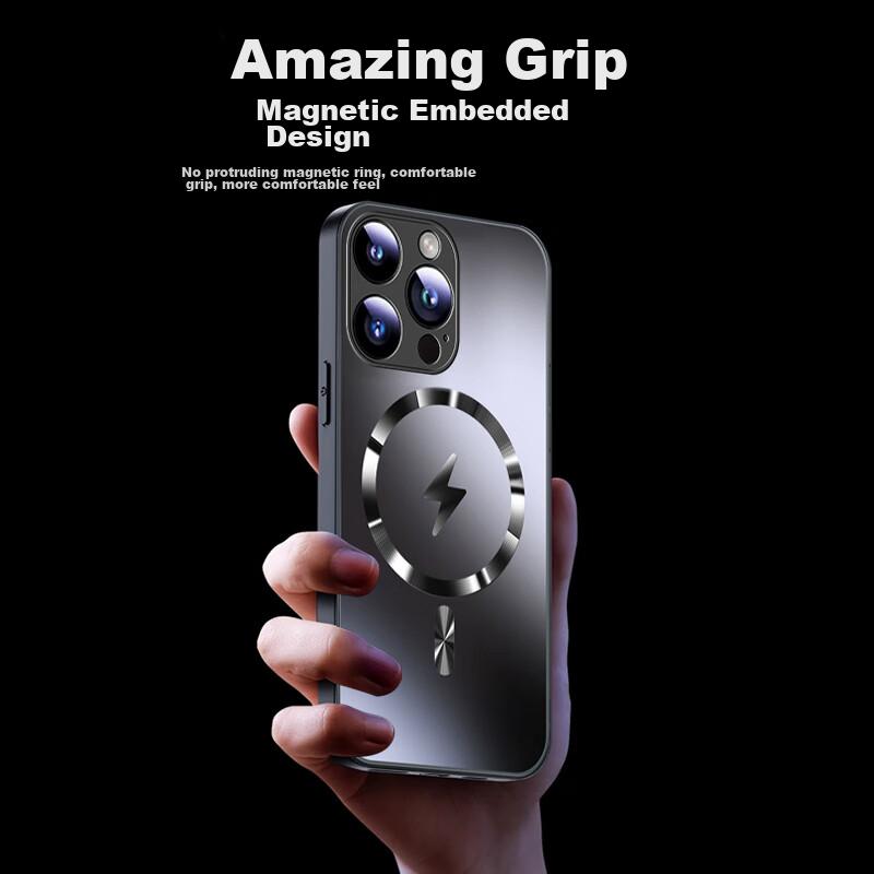 IPhone 16 Pro Max Case, IPhone 16 Pro Max Protective Cover, MagSafe Magnetic Full Protection Ultra-Thin Shockproof Hard, AG Lightning Style Black