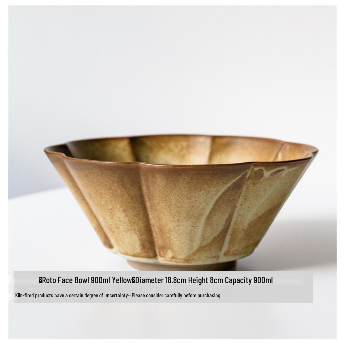 Jiran Japanese Ceramic Noodle & Soup Bowl - Irregular Conical Design, Large Capacity, Elegant Petal Shape