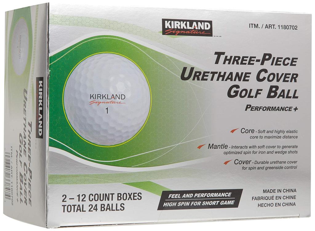 KIRKLAND SIGNATURE Kirkland Signature Golfballer med uretande cover, 3-lags, 2 dusin, 24 baller, Hvit