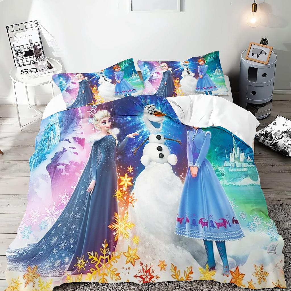 Frozen Princess Elsa and Anna 3-Piece One Piece Bedding Set Comforte Luxus Exquisite Birthday Gift 100% Polyester Home Decor