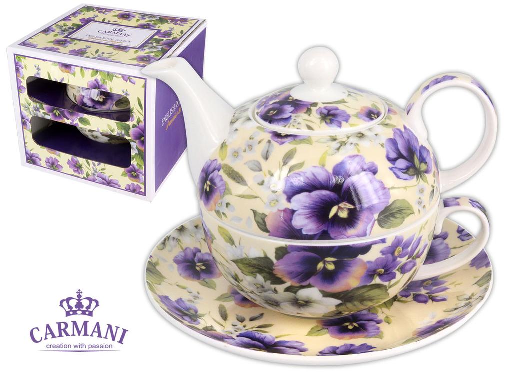 Tea Set For One Pansies Jug with Cup Porcelain Gift